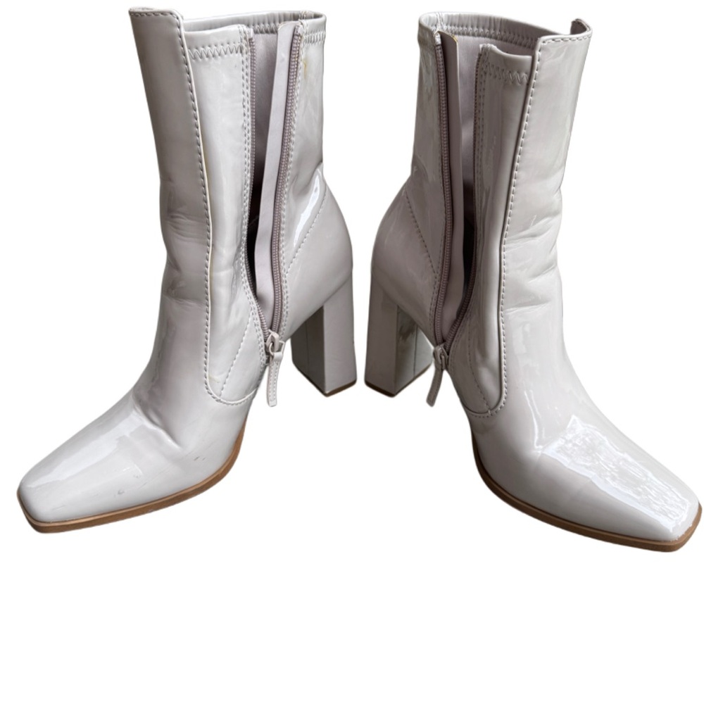 Aldo Glossy White Heeled Boots